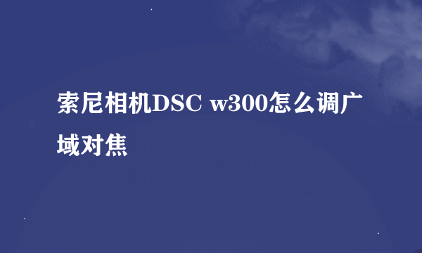 索尼相机DSC w300怎么调广域对焦