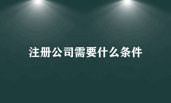 注册公司需要什么条件