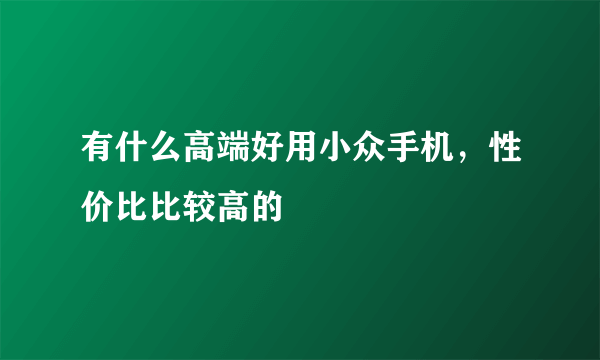 有什么高端好用小众手机，性价比比较高的