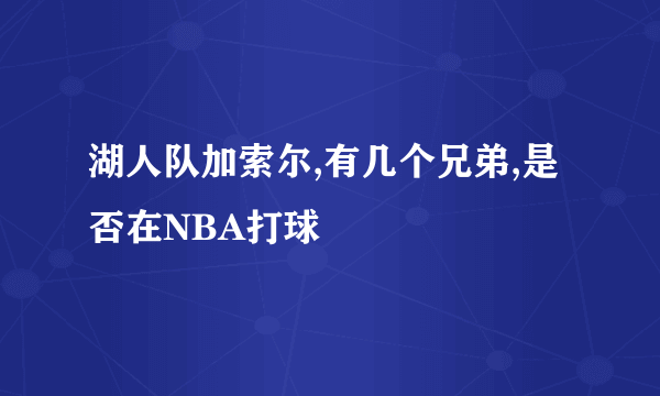 湖人队加索尔,有几个兄弟,是否在NBA打球