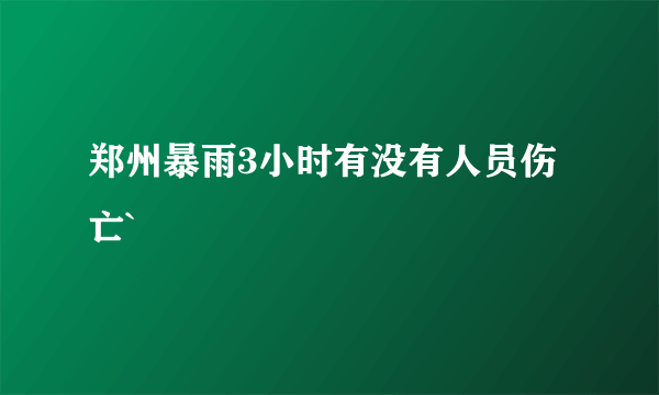 郑州暴雨3小时有没有人员伤亡`