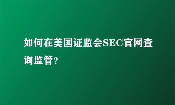 如何在美国证监会SEC官网查询监管？