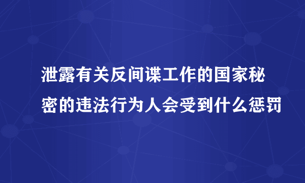 泄露有关反间谍工作的国家秘密的违法行为人会受到什么惩罚