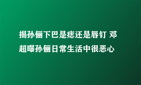 揭孙俪下巴是痣还是唇钉 邓超曝孙俪日常生活中很恶心