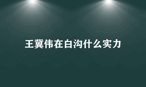 王冀伟在白沟什么实力