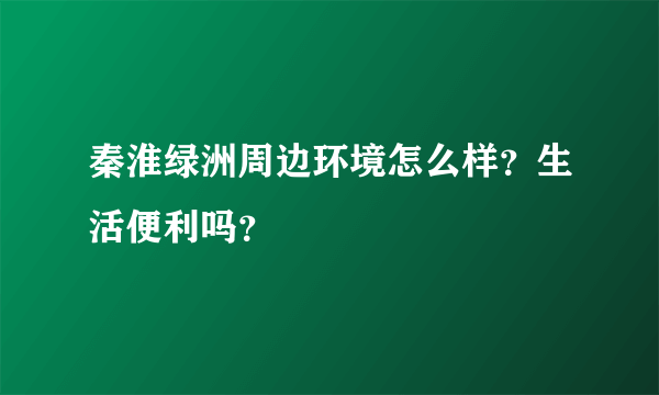 秦淮绿洲周边环境怎么样？生活便利吗？