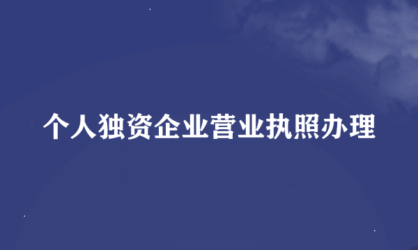 个人独资企业营业执照办理