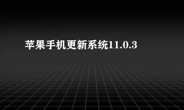 苹果手机更新系统11.0.3