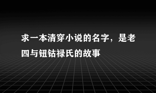 求一本清穿小说的名字，是老四与钮钴禄氏的故事