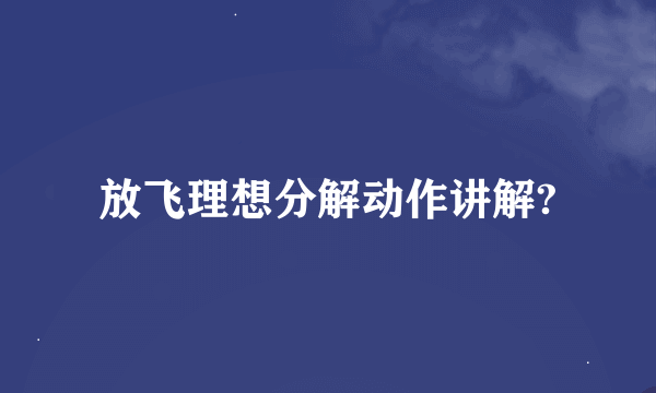 放飞理想分解动作讲解?