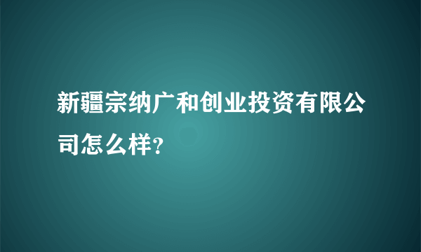 新疆宗纳广和创业投资有限公司怎么样？