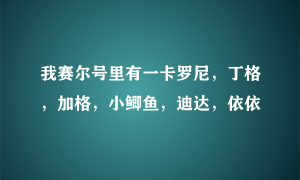 我赛尔号里有一卡罗尼，丁格，加格，小鲫鱼，迪达，依依