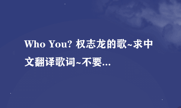 Who You? 权志龙的歌~求中文翻译歌词~不要音译啊~~