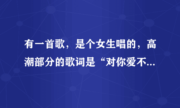 有一首歌，是个女生唱的，高潮部分的歌词是“对你爱不了解，我在另一个世界”（应该是这样），这是什么歌