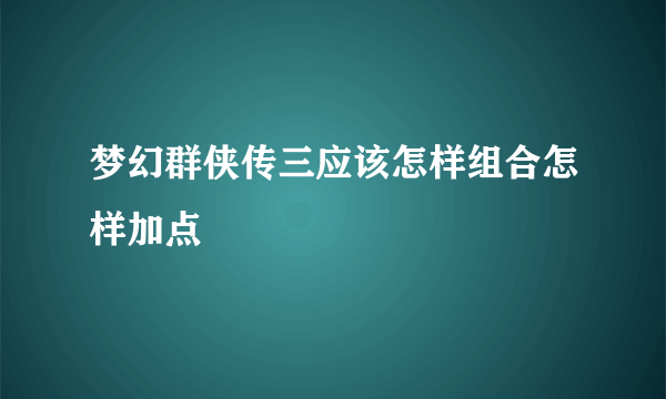 梦幻群侠传三应该怎样组合怎样加点