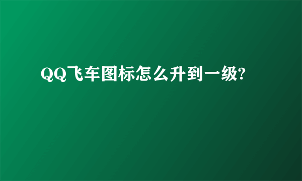 QQ飞车图标怎么升到一级?