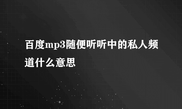 百度mp3随便听听中的私人频道什么意思