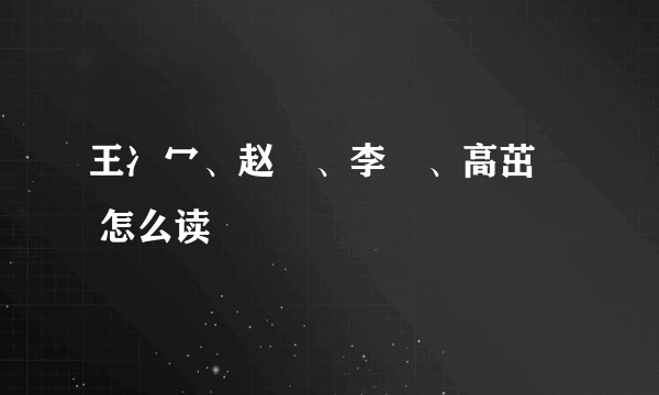 王冫冖、赵氼、李燚、高茁喦 怎么读