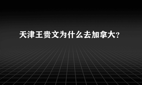 天津王贵文为什么去加拿大？