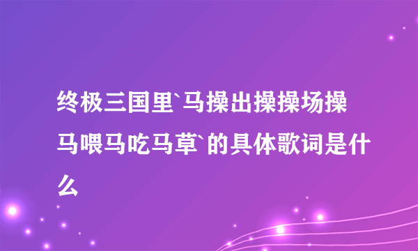 终极三国里`马操出操操场操马喂马吃马草`的具体歌词是什么