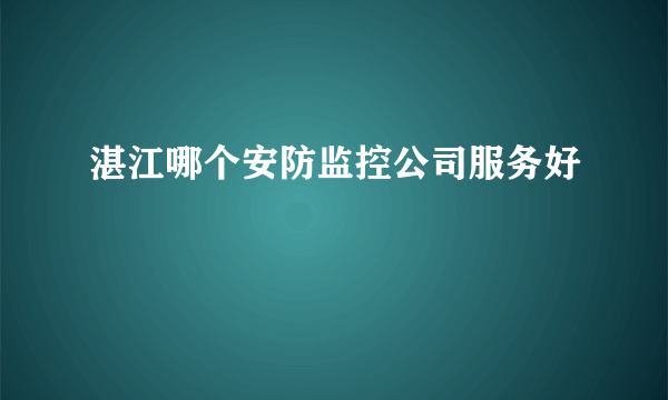 湛江哪个安防监控公司服务好