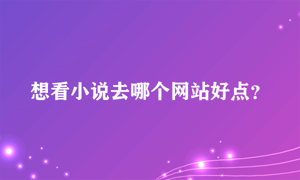 想看小说去哪个网站好点？