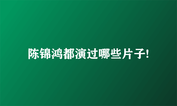 陈锦鸿都演过哪些片子!