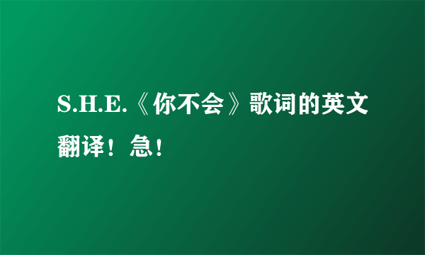 S.H.E.《你不会》歌词的英文翻译！急！