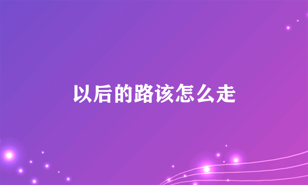 以后的路该怎么走