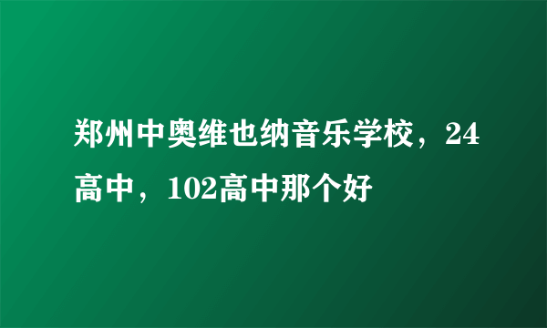 郑州中奥维也纳音乐学校，24高中，102高中那个好