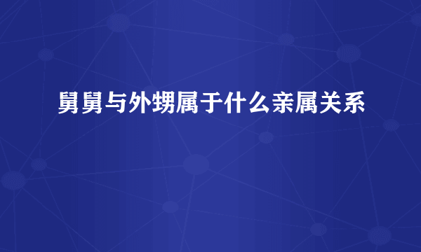 舅舅与外甥属于什么亲属关系