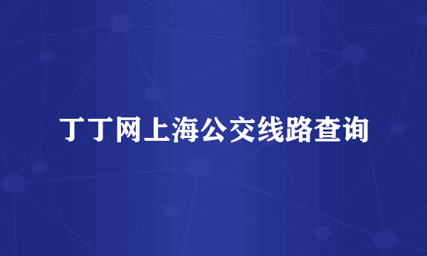 丁丁网上海公交线路查询