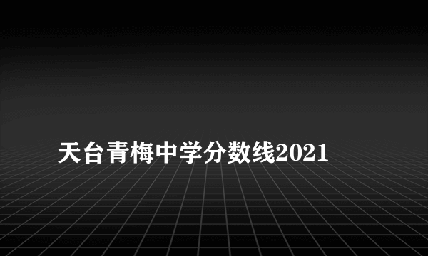 
天台青梅中学分数线2021

