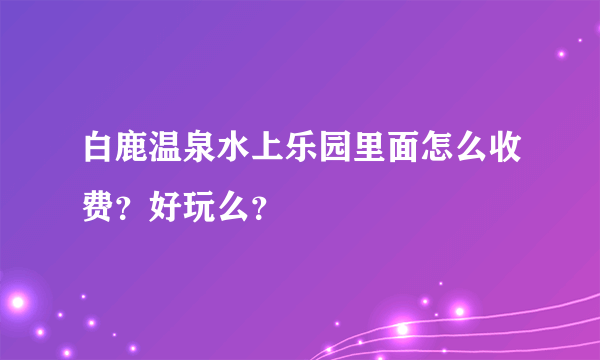 白鹿温泉水上乐园里面怎么收费？好玩么？