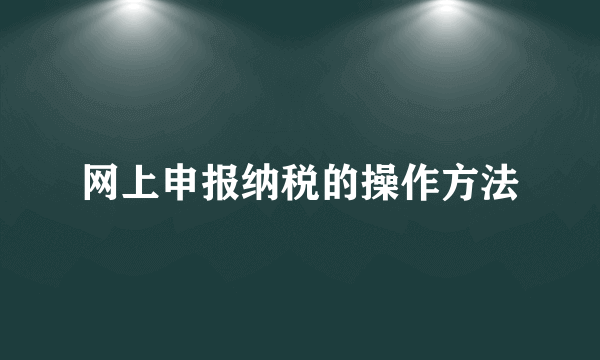 网上申报纳税的操作方法