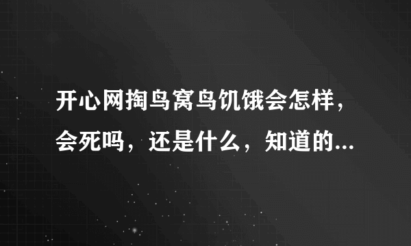 开心网掏鸟窝鸟饥饿会怎样，会死吗，还是什么，知道的一定要告诉我哦