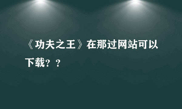 《功夫之王》在那过网站可以下载？？