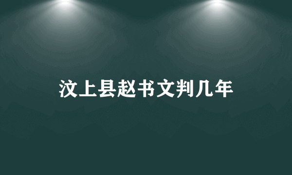 汶上县赵书文判几年