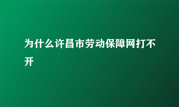 为什么许昌市劳动保障网打不开