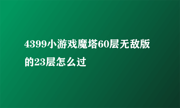 4399小游戏魔塔60层无敌版的23层怎么过