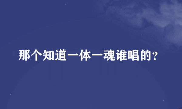 那个知道一体一魂谁唱的？