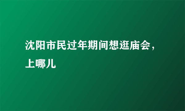 沈阳市民过年期间想逛庙会，上哪儿