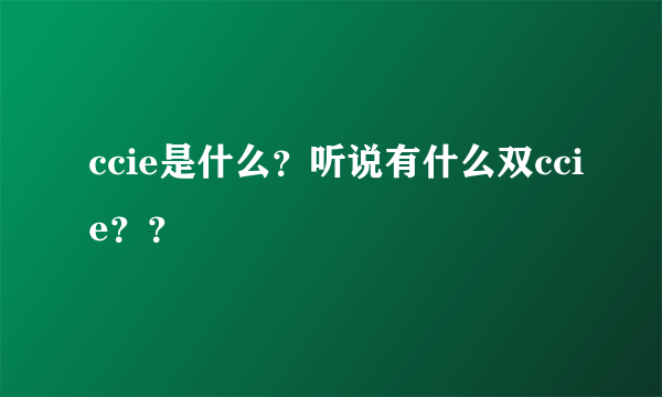 ccie是什么？听说有什么双ccie？？