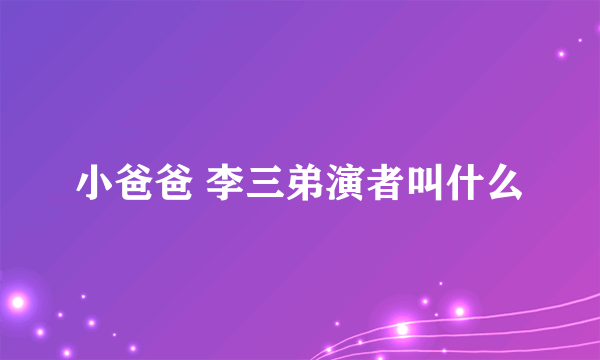 小爸爸 李三弟演者叫什么