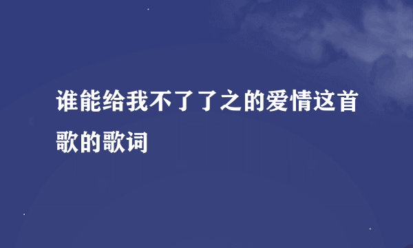 谁能给我不了了之的爱情这首歌的歌词