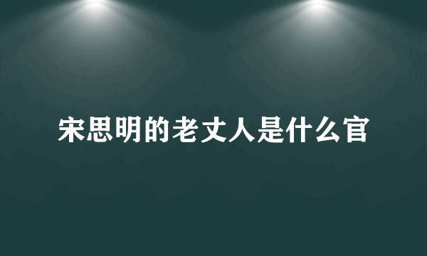 宋思明的老丈人是什么官