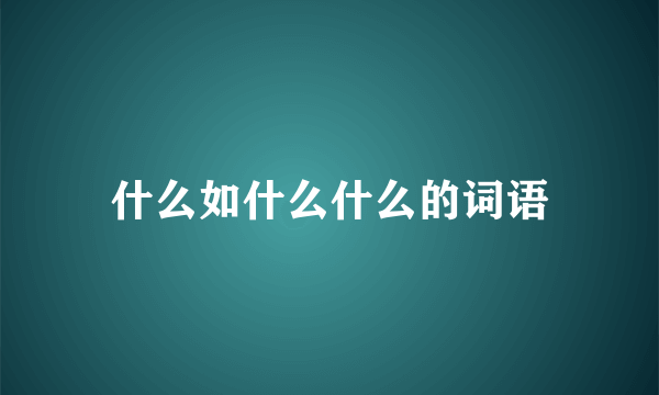 什么如什么什么的词语