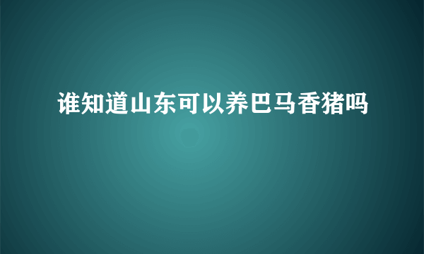 谁知道山东可以养巴马香猪吗