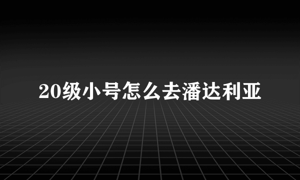 20级小号怎么去潘达利亚