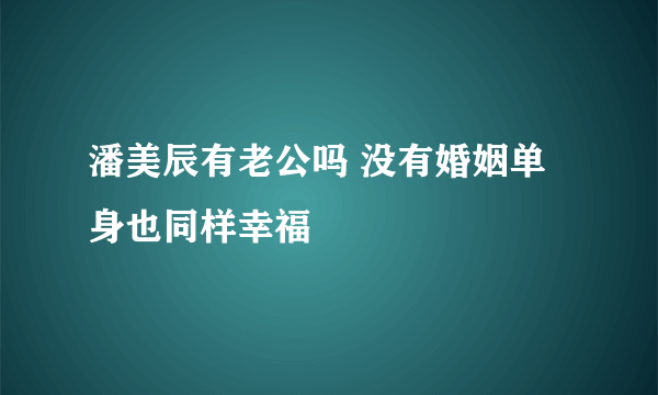 潘美辰有老公吗 没有婚姻单身也同样幸福